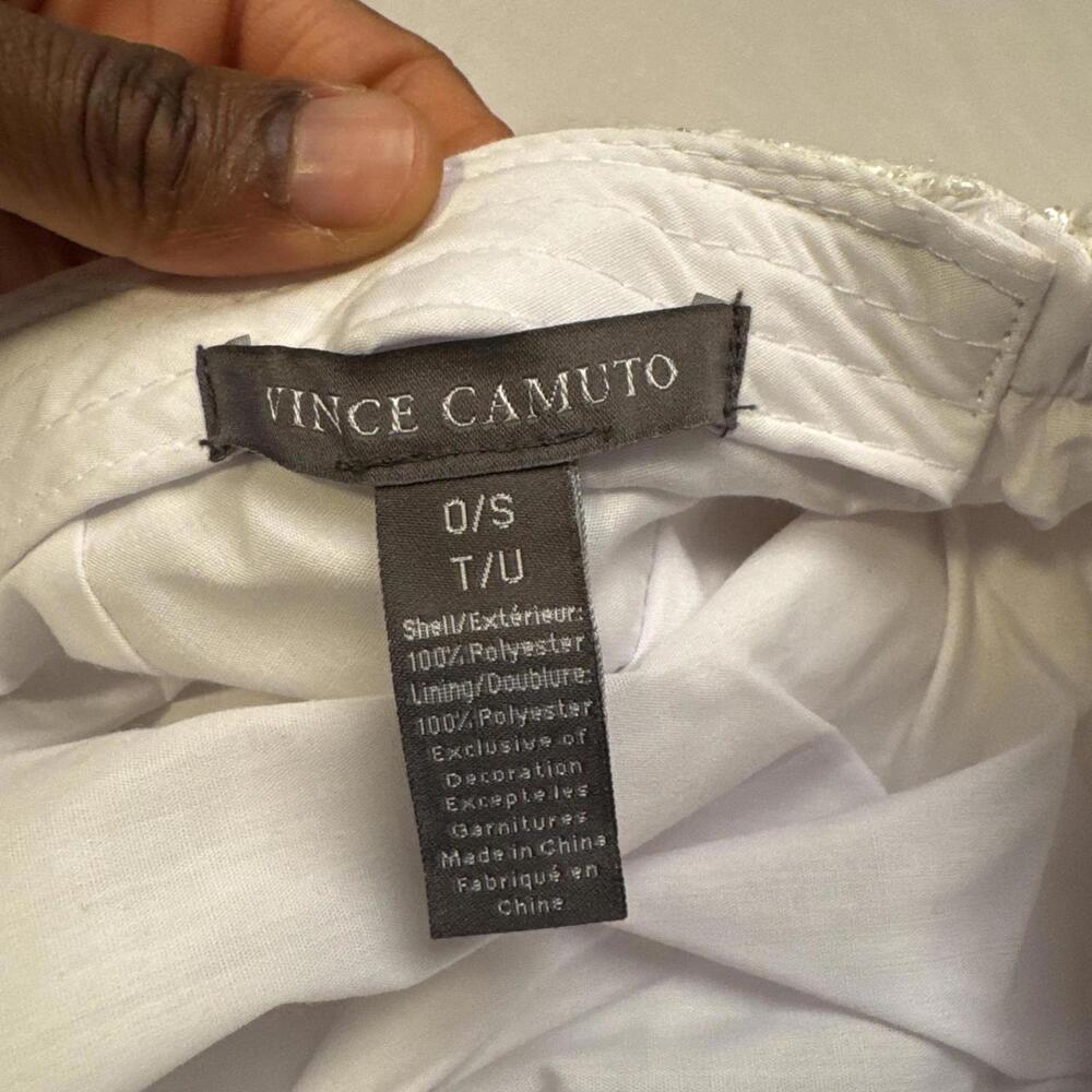 Luxe Vince Camuto White Tweed Baker Boy Hat one size - Picture 6 of 6